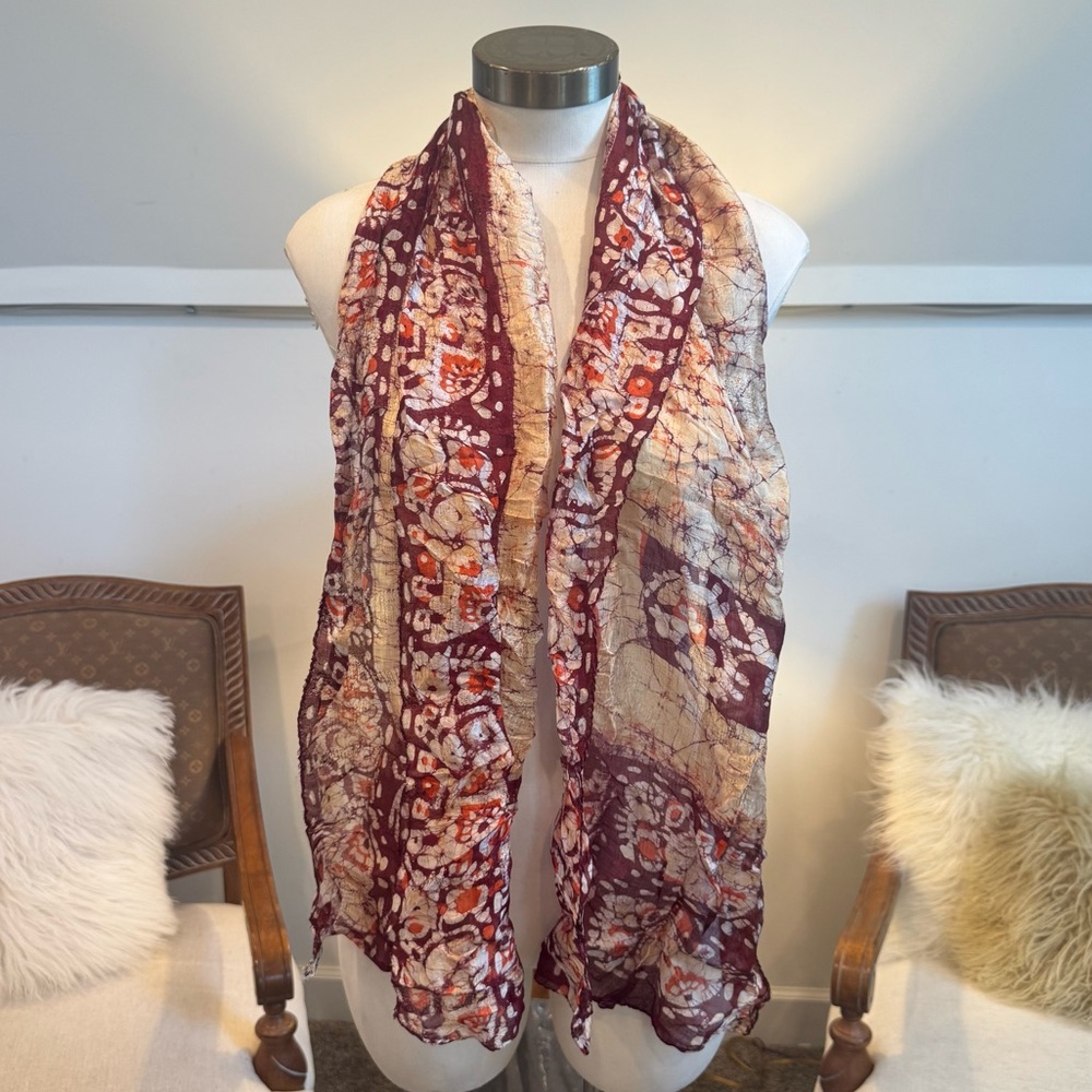 Vintage 60s/70s Silk Psychedelic Abstract Boho Scarf
